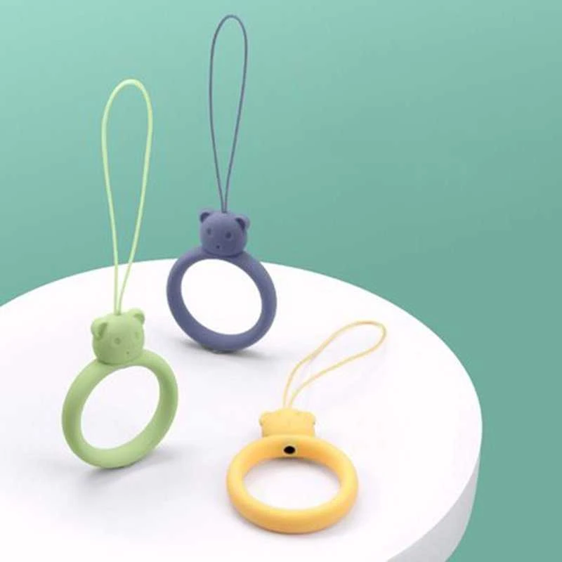 Hurtel SILICONE PHONE LANYARD RING BEAR Raudonas
