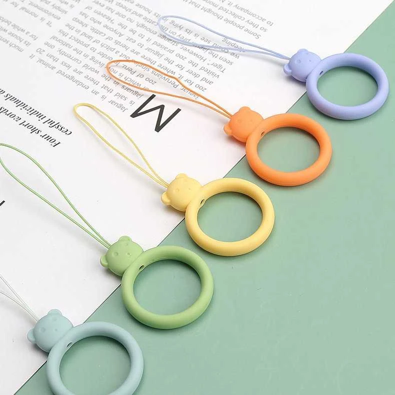 Hurtel SILICONE PHONE LANYARD RING BEAR Raudonas