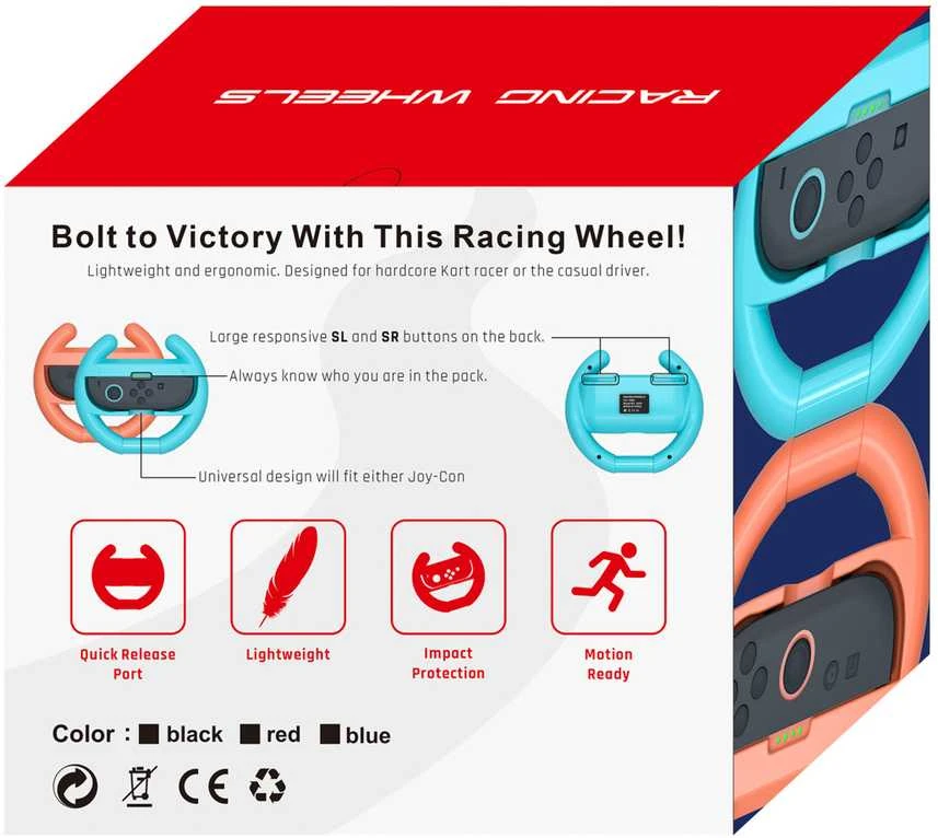 „Hurtel Nintendo Switch 2 Joy-Con“ lenktyninis vairas (2 vnt. pakuotė) – Juodas
