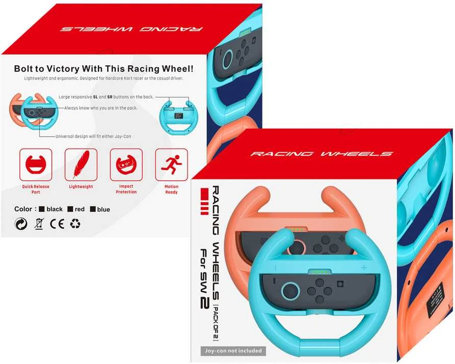 „Hurtel Nintendo Switch 2 Joy-Con“ lenktyninis vairas (2 vnt. pakuotė) – Juodas