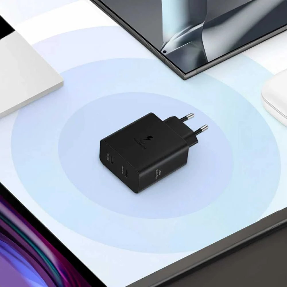 Samsung PD 50W Power Adapteris Duo (w/o cable) Type-Cx1, USBx1 (new) Juodas
