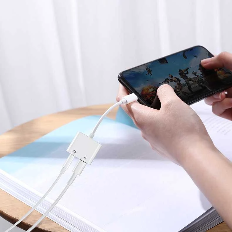 Garso adapteris Dual Lightning Joyroom S-Y104 (baltas)