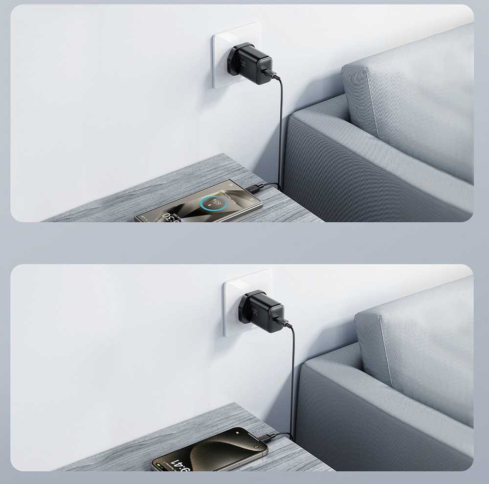 Joyroom JR-TCF23 25W sieninis įkroviklis su 1 m USB-C laidu - Juodas