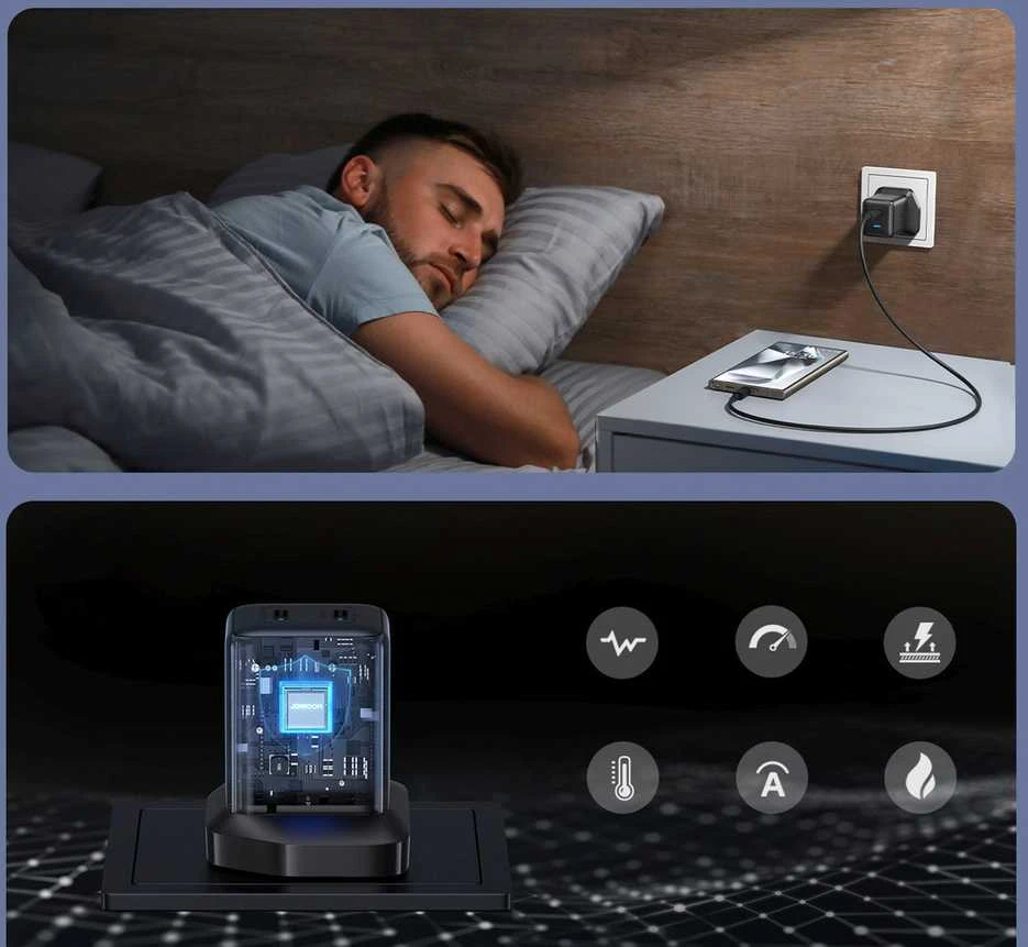 Joyroom JR-TCG17 45W 2 x USB-C laidinis įkroviklis (UK plug) – juodos spalvos