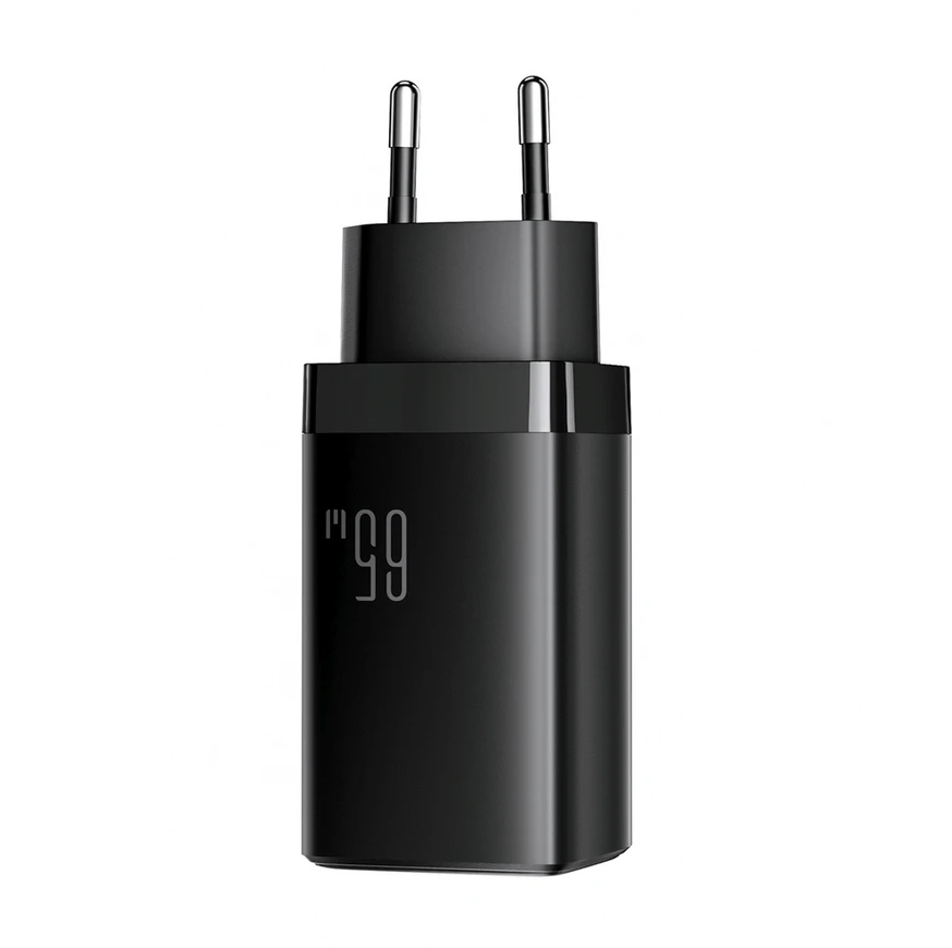 Joyroom JR-TG10 65W GaN 2x USB-C + USB-A sieninis įkroviklis su 100W USB-C - USB-C 1,2 m laidu - juodas