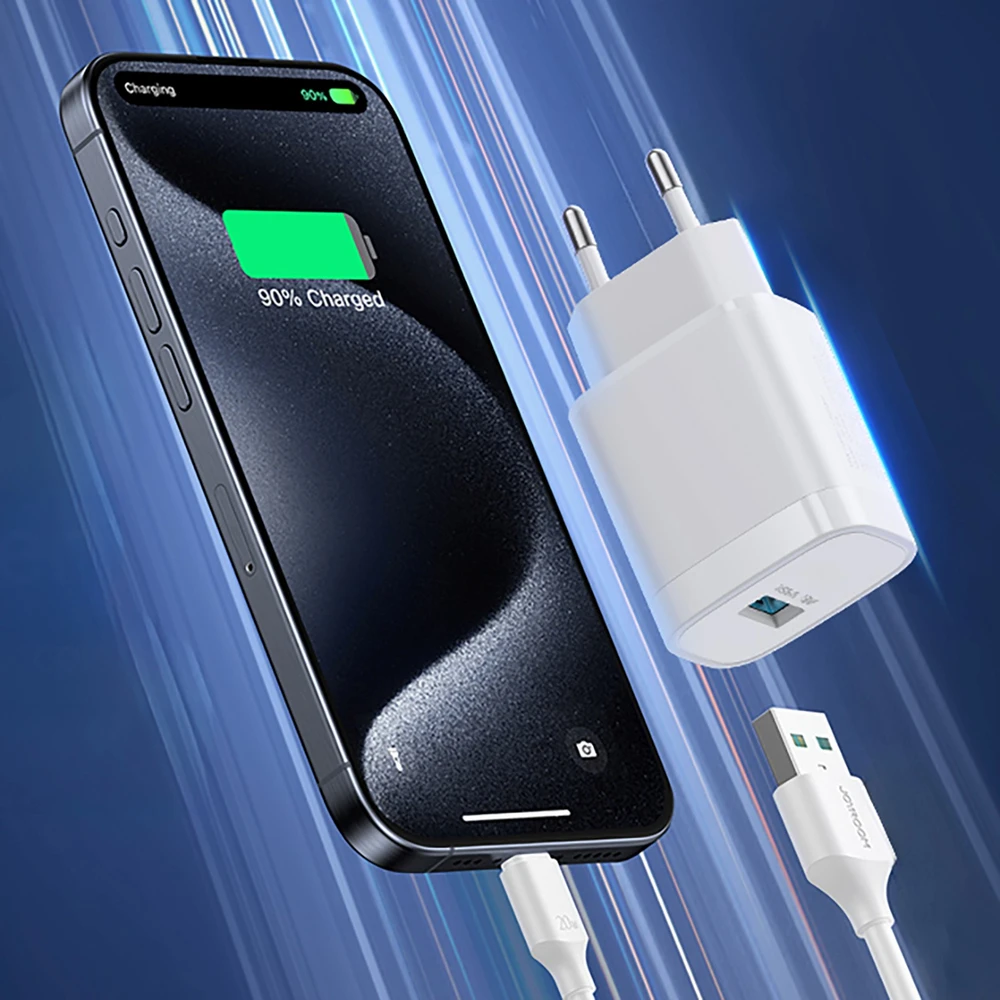 Joyroom JR-TF4 18W sieninis įkroviklis su 3A USB-A - USB-C 1m laidu - baltas