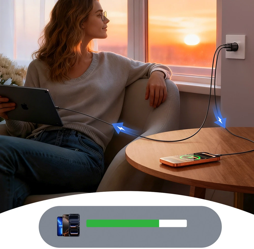 Joyroom JR-TG7 33W USB-A + USB-C sieninis įkroviklis – juodas