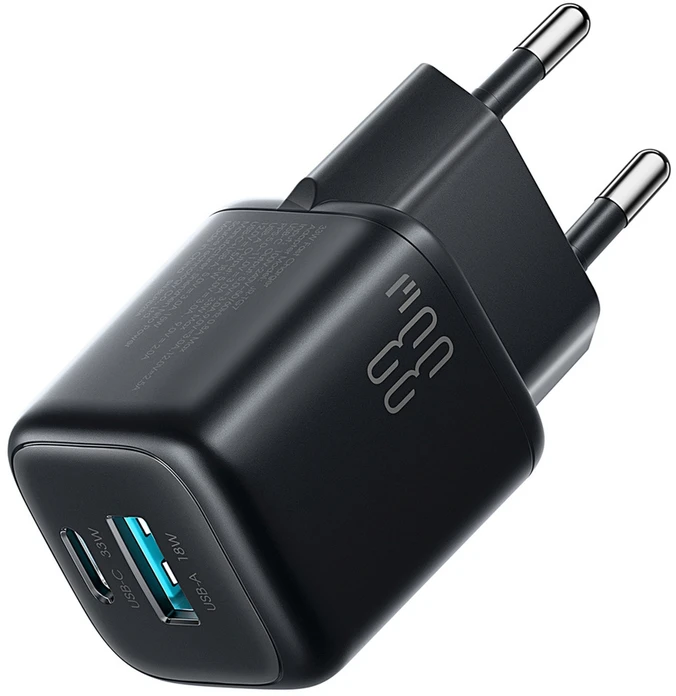 Joyroom JR-TG7 33W USB-A + USB-C sieninis įkroviklis – juodas