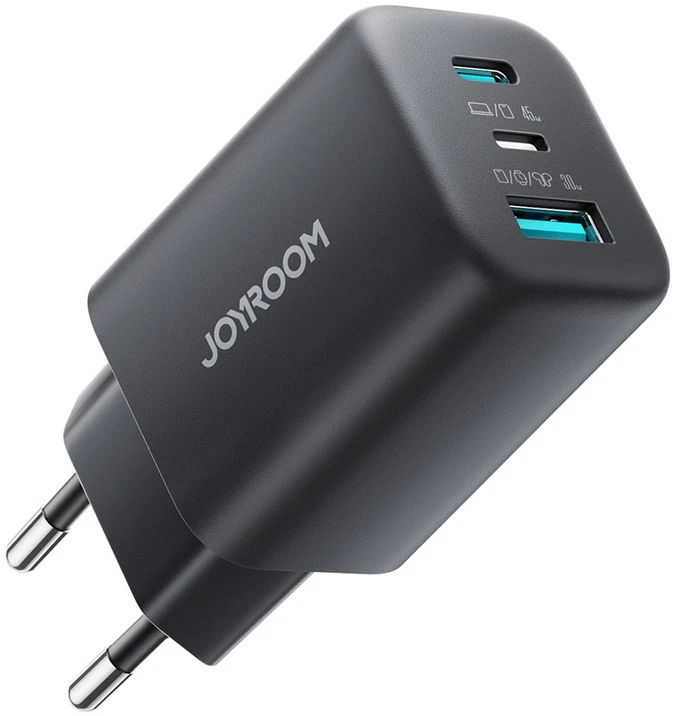 Įkroviklis jungiama į tinklą Joyroom JR-TO1 GaN 45 USB-C Lightning USB-A – juoda