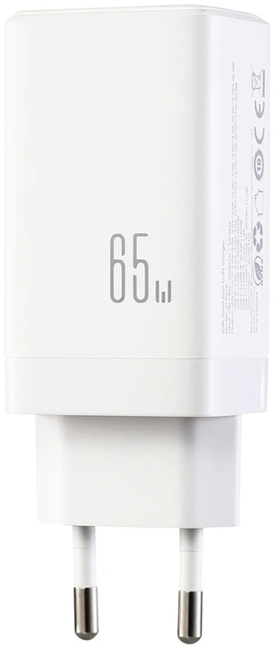 Joyroom JR-TG10 65W GaN 2x USB-C + USB-A sieninis įkroviklis su 65W USB-C - USB-C 1.2m laidu - baltas