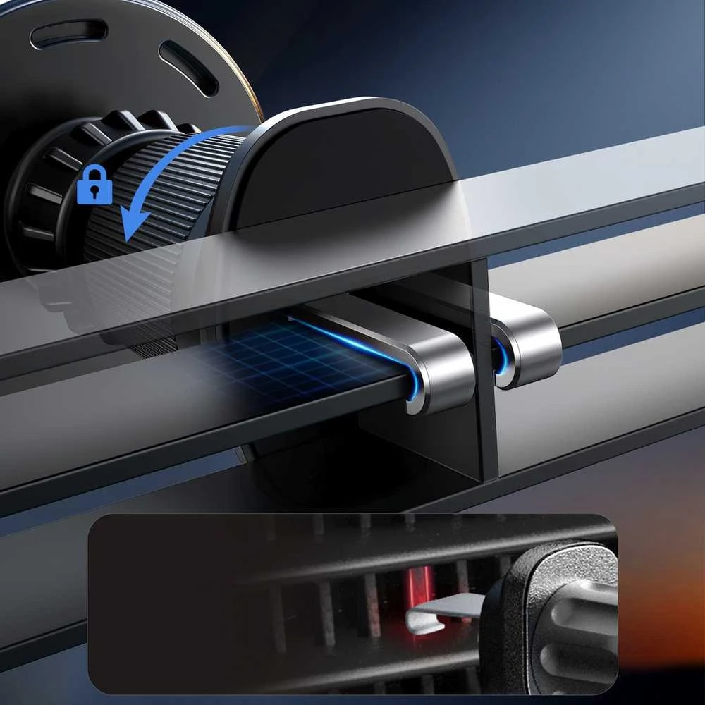 Joyroom JR-ZS502 MagSafe Compatible automobilinis laikiklis with Wireless Charger skirtas Air Vent/Dashboard – juodos spalvos