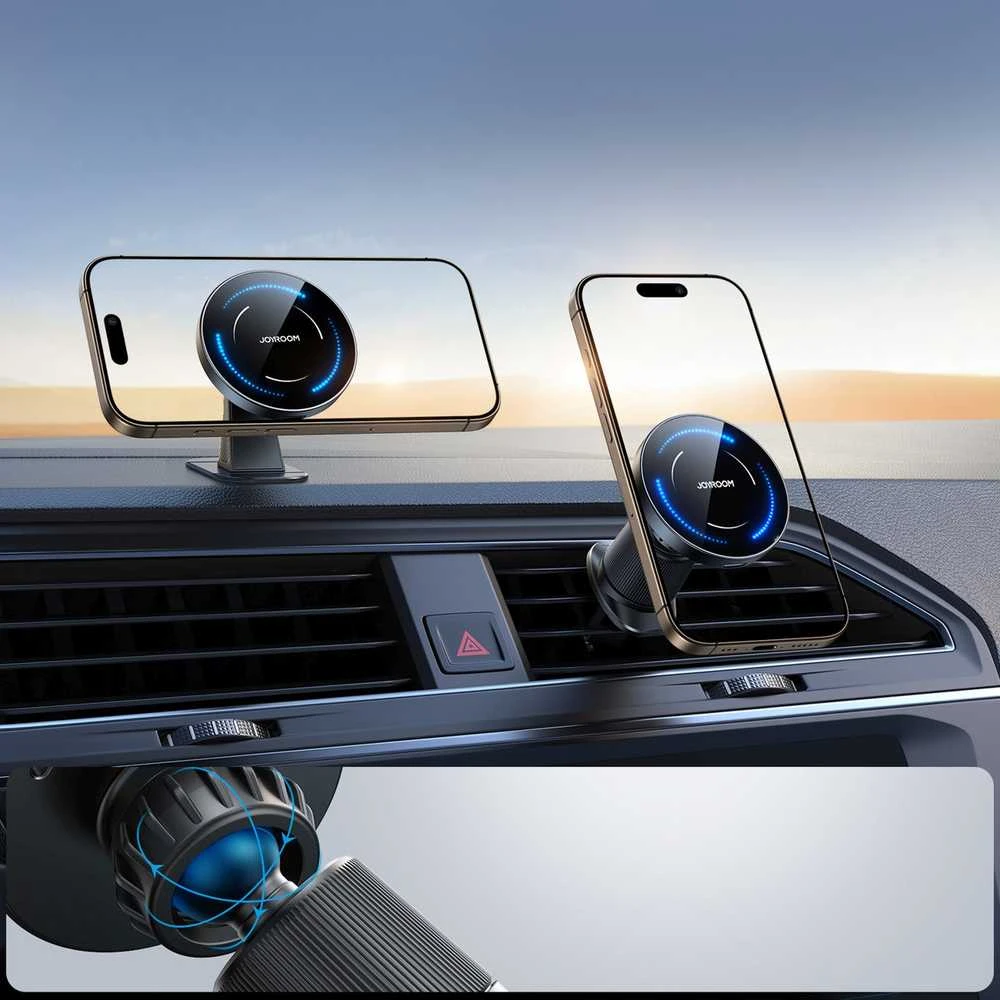 Joyroom JR-ZS502 MagSafe Compatible automobilinis laikiklis with Wireless Charger skirtas Air Vent/Dashboard – juodos spalvos