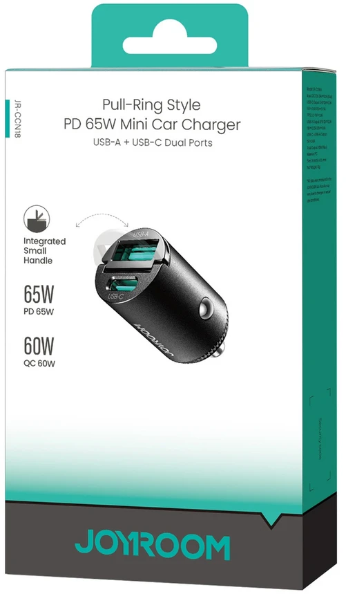 Joyroom JR-CCN18 65W USB-A USB-C Car Charger - Juodas