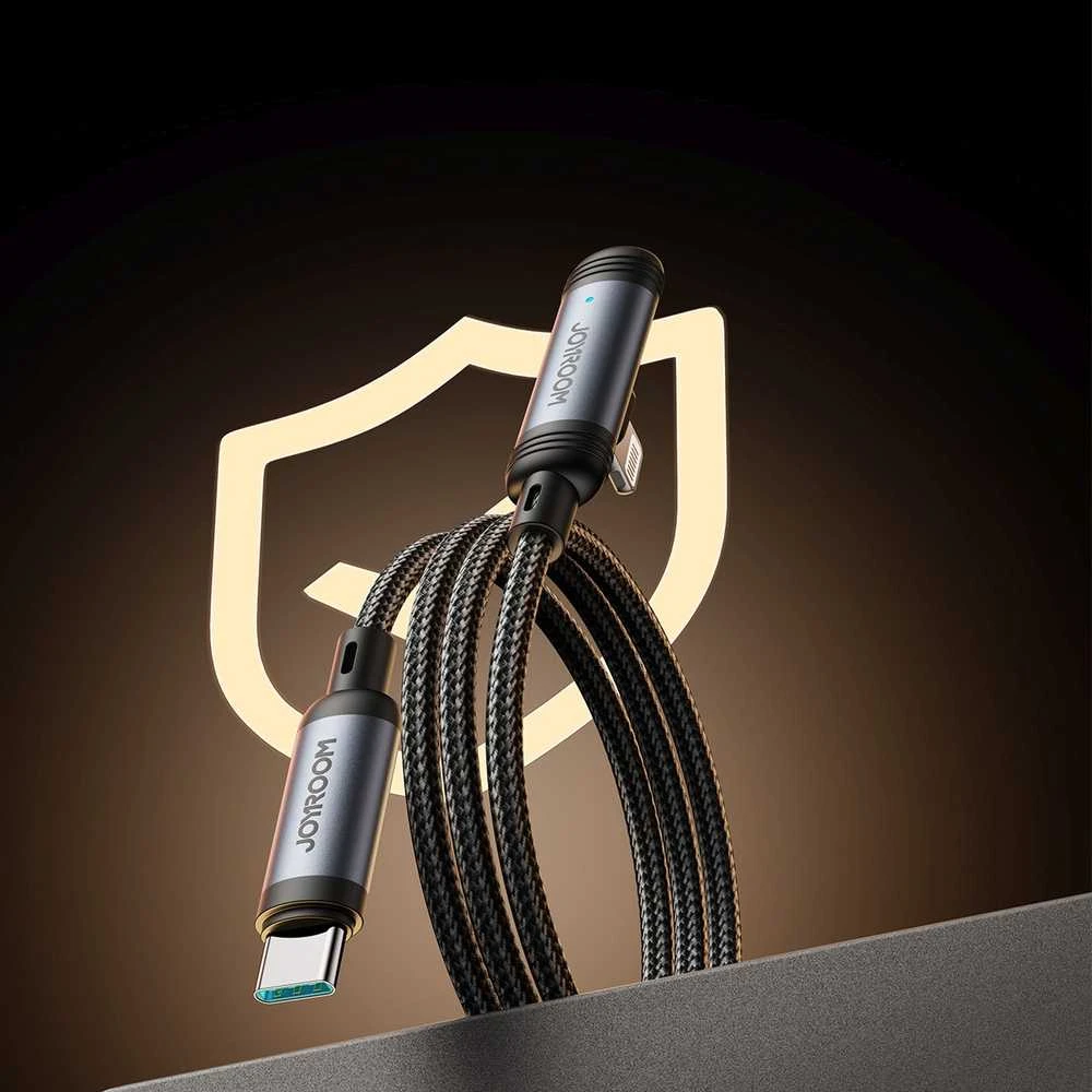 Joyroom S-A56 EnjoyX Series 90° USB-C – Lightning kabelis 30W 1.2m – juodos spalvos