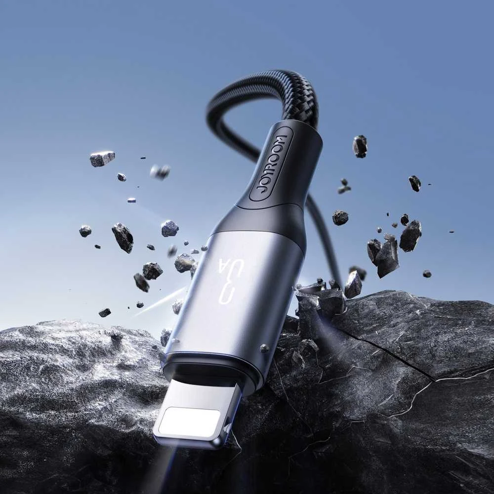 Joyroom S-A28 „Flash“ serijos 3A USB-A – „Lightning“ kabelis, 2 m – juodos spalvos