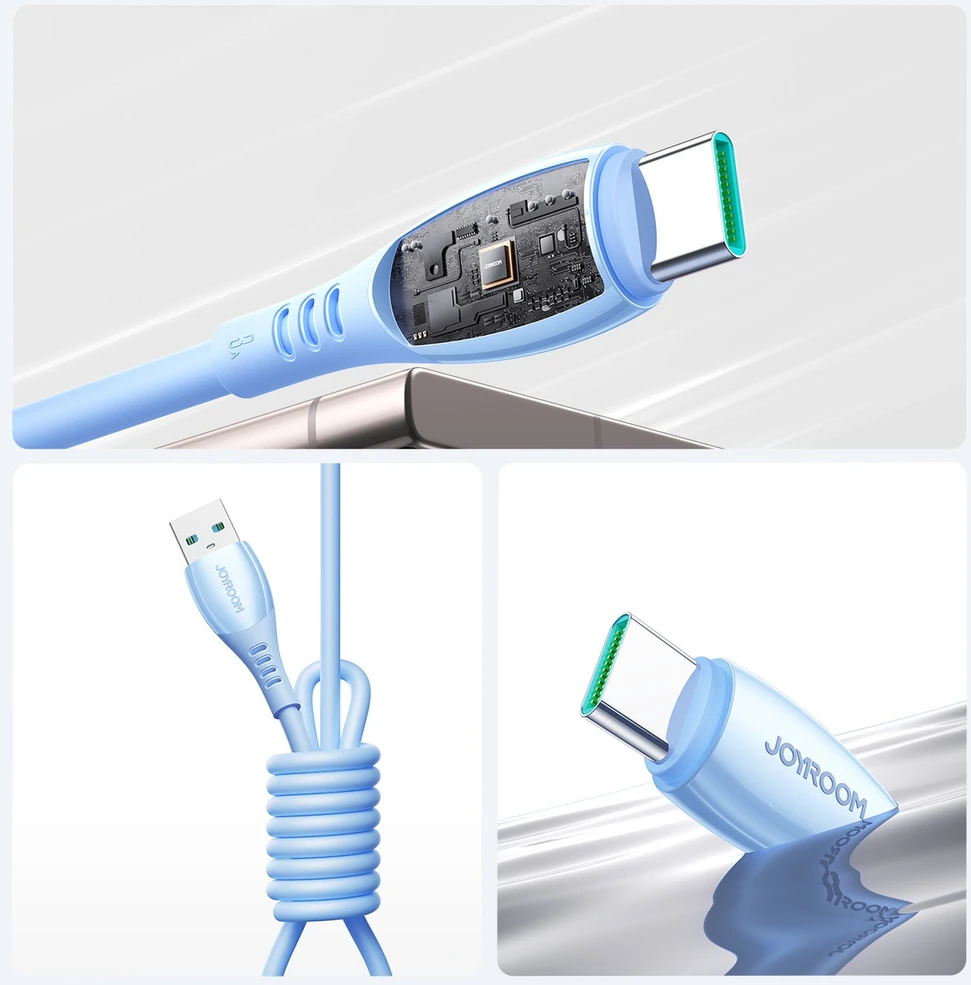 Joyroom S-A59 Vibrant serijos 3A USB-A - USB-C kabelis 1.2m - mėlynas