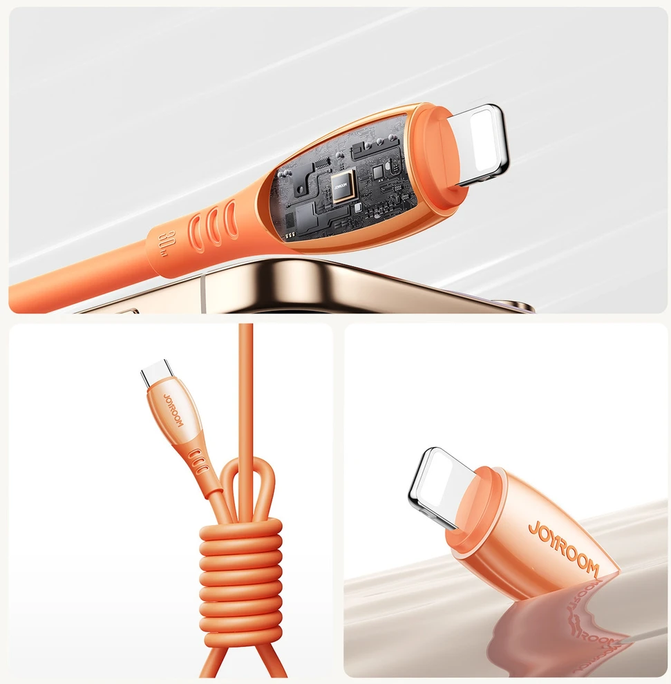 Joyroom S-A59 Vibrant Series 30W USB-C - Lightning kabelis 1.2m - oranžinis