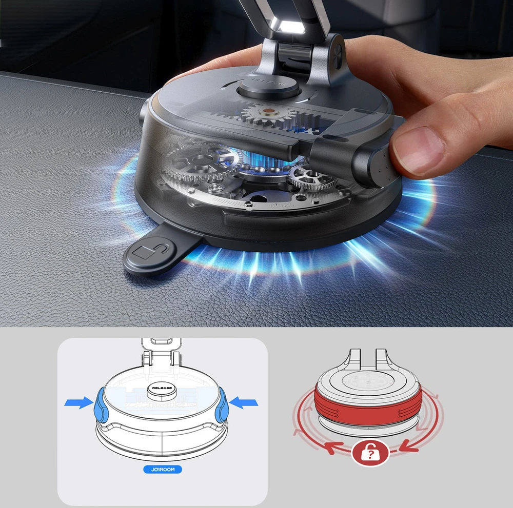 Joyroom JR-ZS51 magnetinis automobilio laikiklis su siurbtuku, skirtas priekiniam stiklui arba prietaisų skydeliui - juodas
