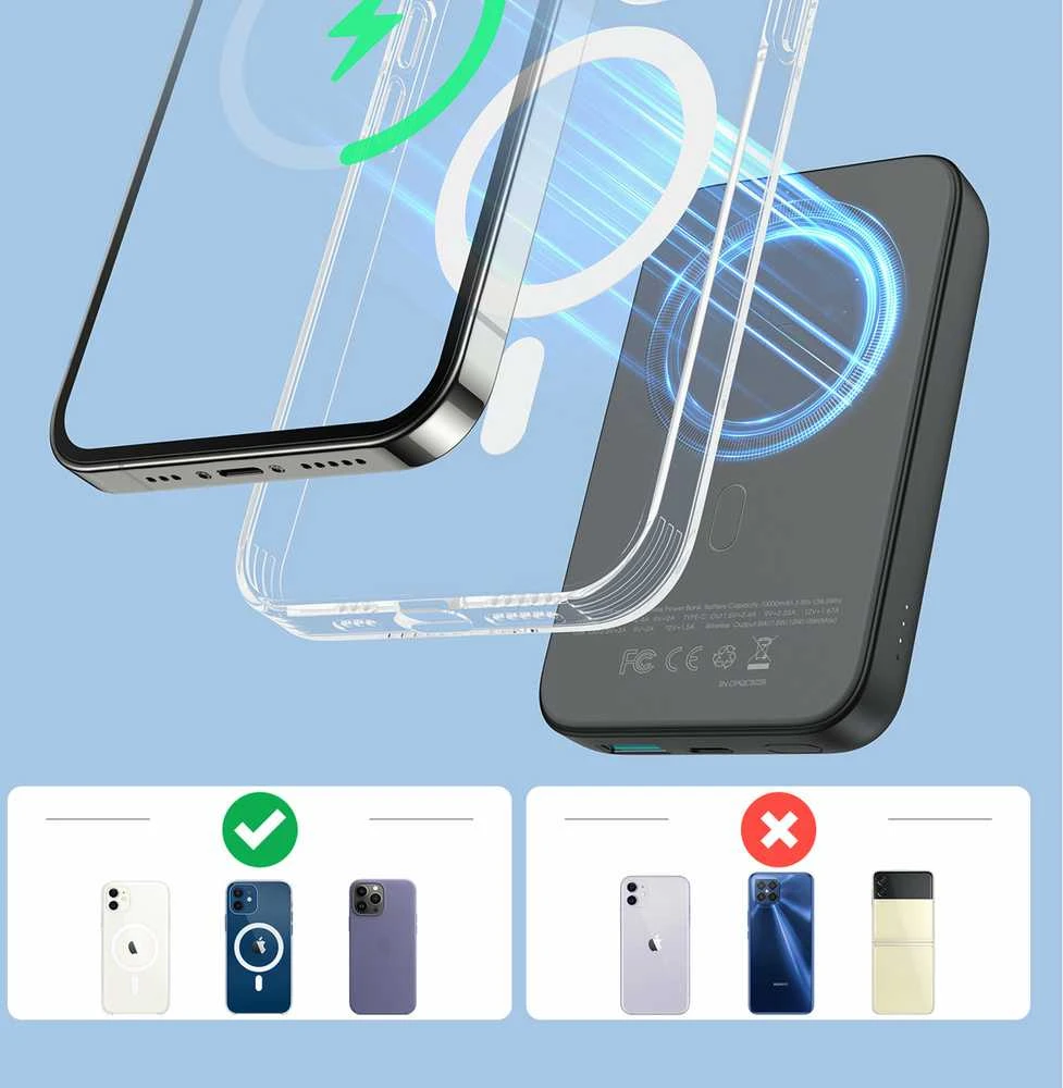 Išorinė baterija Power Bank Joyroom JR-W020 20W MagSafe 10000mAh juoda