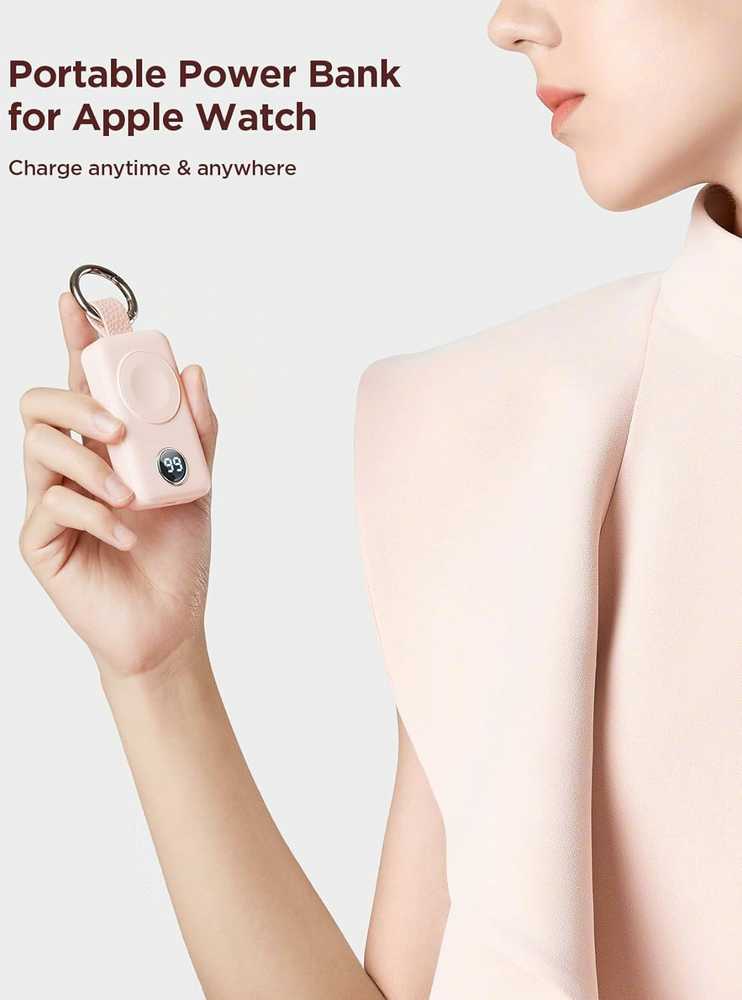 Joyroom Mini Powerbank raktų pakabukas 2000mAh 3W su Apple Watch įkrovikliu, rožinė
