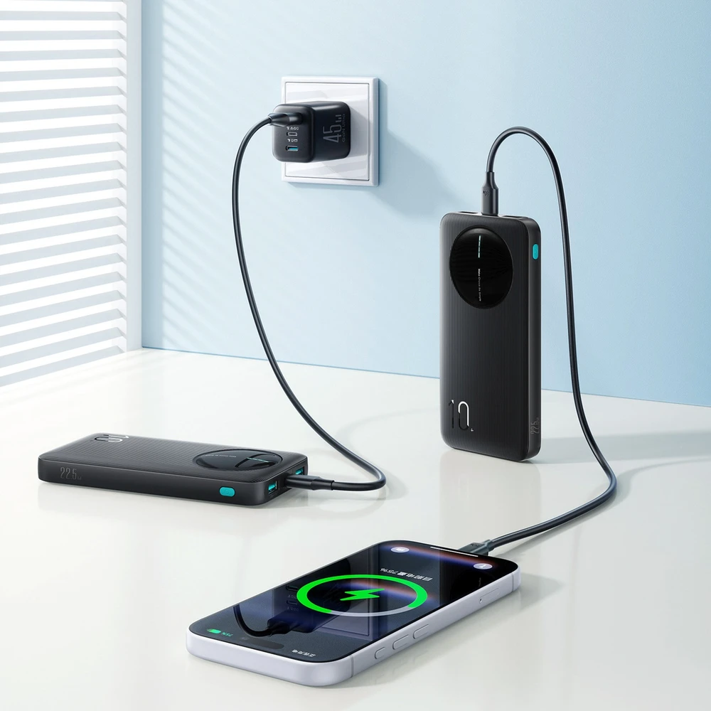 Joyroom JR-PBF12 Pro Powerbank 22.5W 10000mAh with Digital Ekranas 2x USB-A 1x USB-C - Juodas