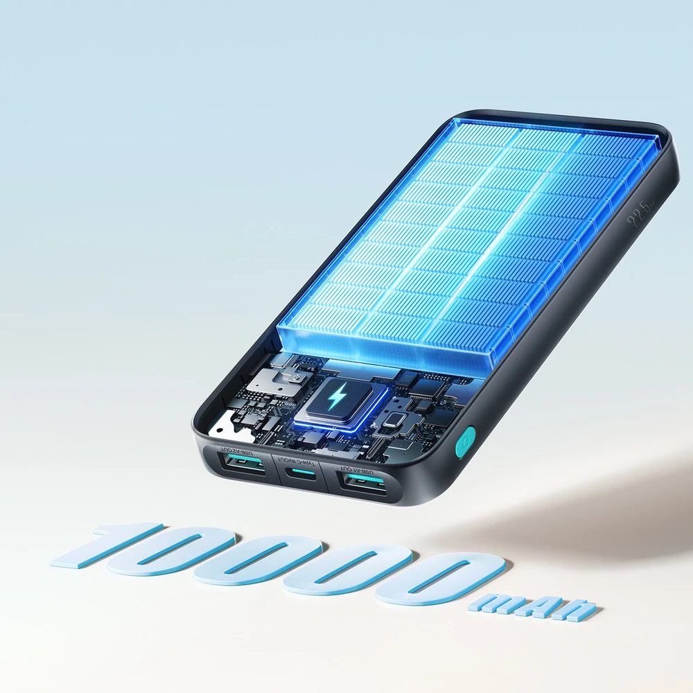 Joyroom JR-PBF12 Pro Powerbank 22.5W 10000mAh with Digital Ekranas 2x USB-A 1x USB-C - Juodas