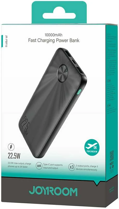 Išorinė baterija Power Bank Joyroom JR-PBF15 22.5W 10000mAh juoda