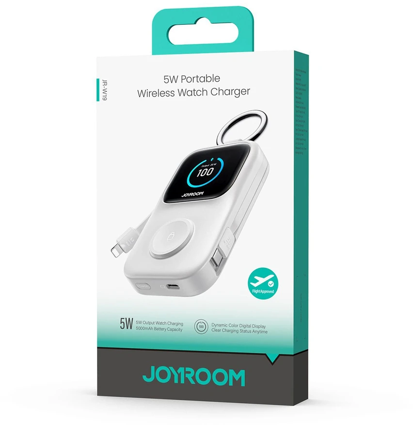 „Joyroom JR-W19“ 5000mAh išorinė baterija su 5W belaidžiu laikrodžio įkrovimu - Baltas