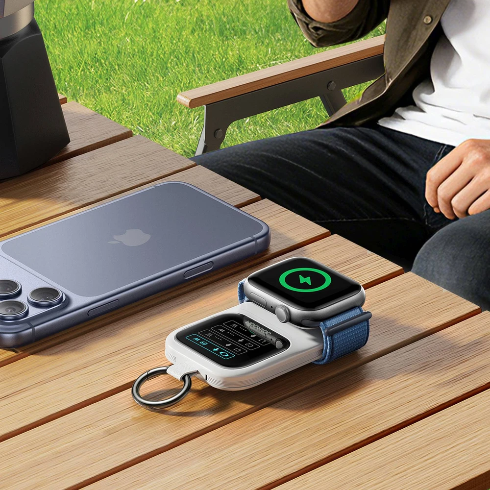 „Joyroom JR-W19“ 5000mAh išorinė baterija su 5W belaidžiu laikrodžio įkrovimu - Baltas