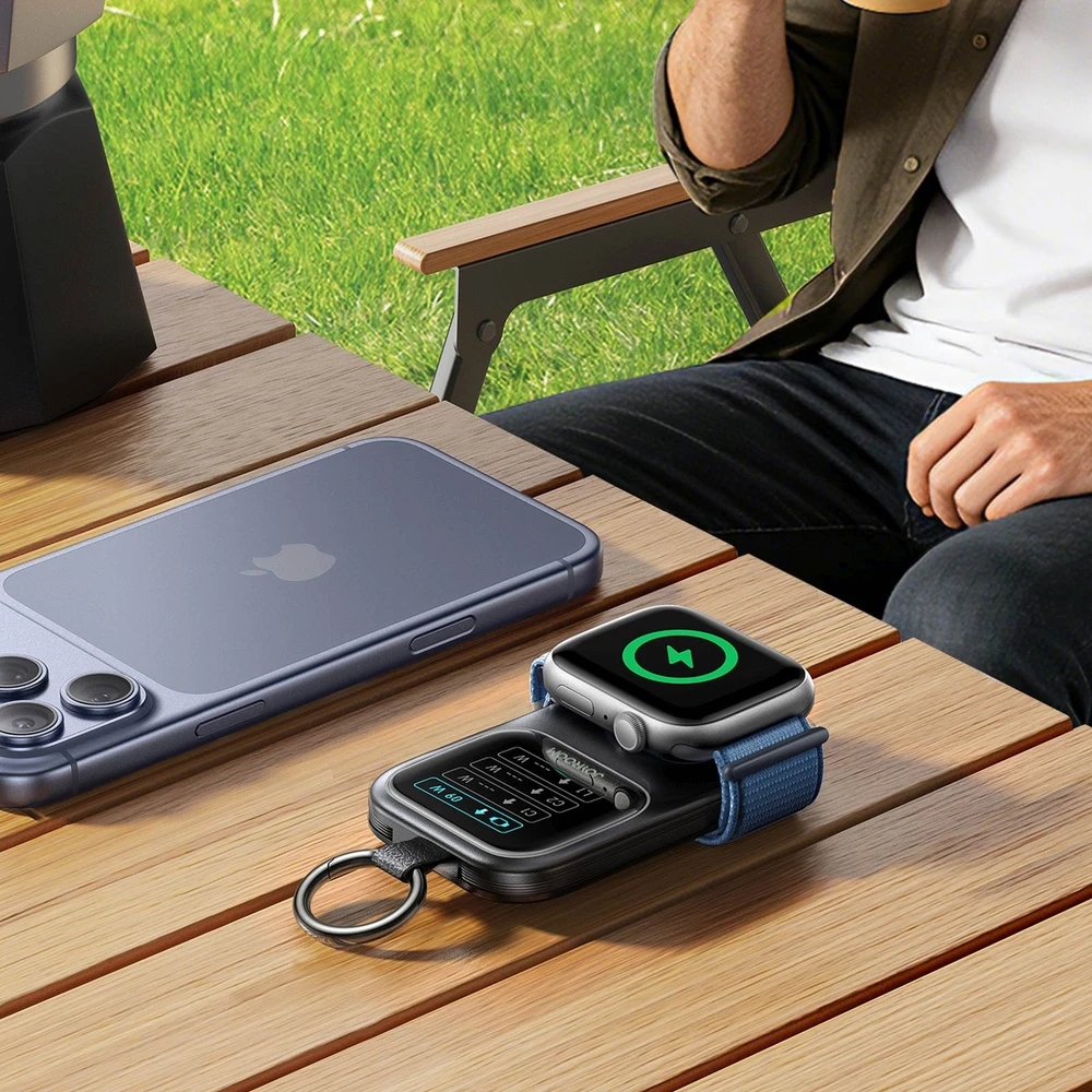 Joyroom JR-W19 5000mAh išorinė baterija su 5W belaidžiu laikrodžio įkrovimu - Juodas