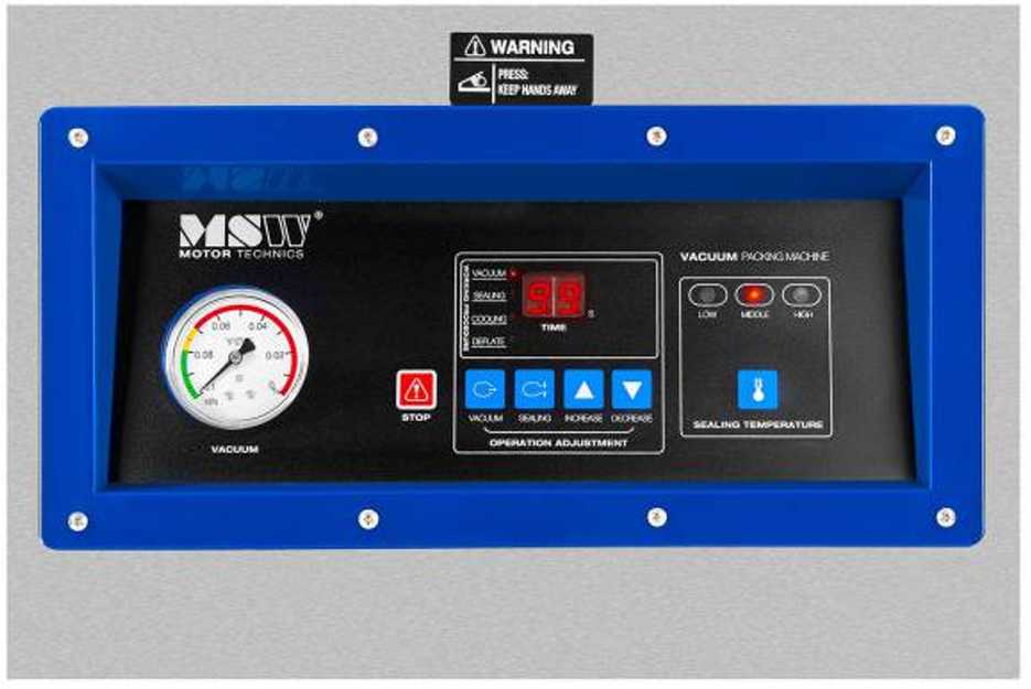 Kamerinis vakuuminis sandariklis 40 cm maisto maišeliams, laisvai pastatomas, 900 W MSW VPM-900G