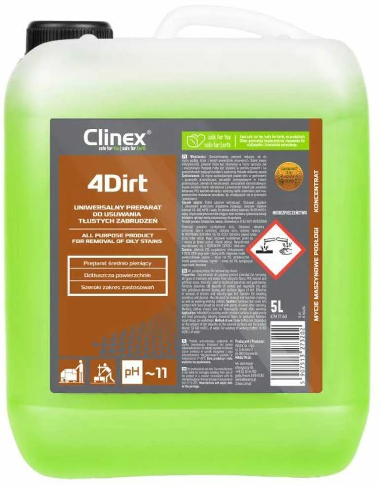 Clinex koncentrato preparatas riebiems nešvarumams pašalinti CLINEX 4Dirt 5L Koncentrato preparatas riebiems nešvarumams pašalinti CLINEX 4Dirt 5L