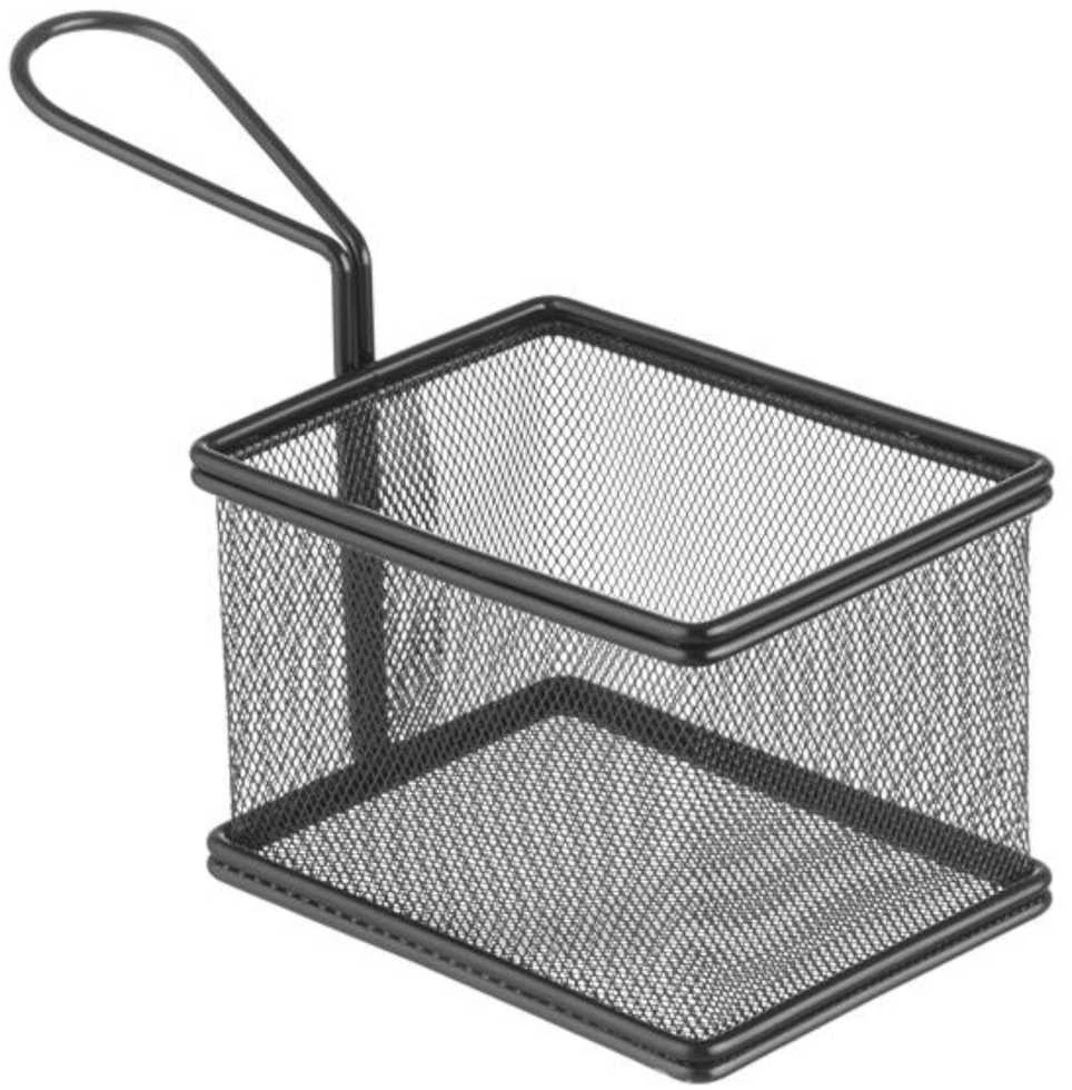 Mini krepšelis keptiems užkandžiams patiekti su rankena 125x100x85 mm - Hendi 425626