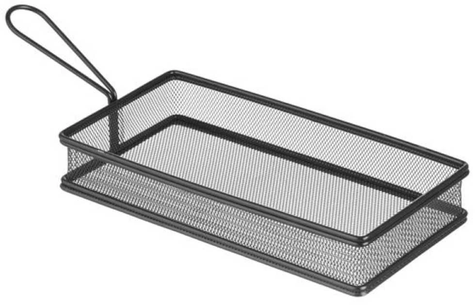 Krepšelis keptų gruzdintų bulvyčių užkandžiams patiekti su rankena juoda 255x153x45 mm - Hendi 425657