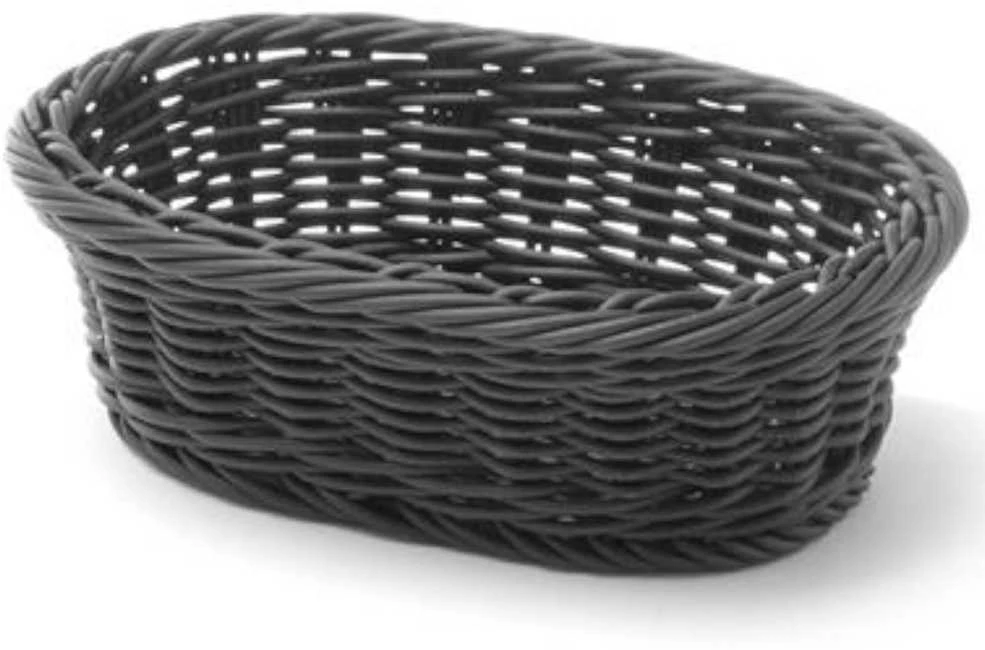 Ovalus polipropileno duonos krepšelis, juodas, 190x120x60 mm - Hendi 426777