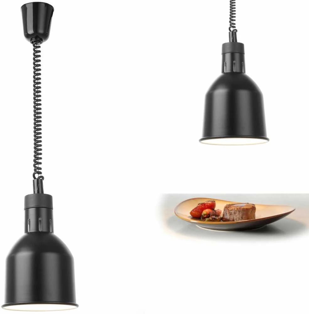 Maisto pašildymo lempa - pakabinamas cilindrinis kūgio formos juodas skersmuo. 175 mm 250 W – Hendi 273852