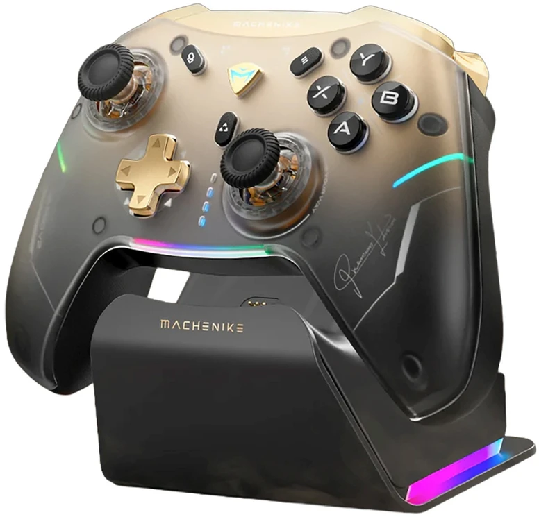 „Machenike G5Pro Premium Edition“ belaidis žaidimų valdiklis su įkrovimo stotele – Juodas ir auksinis