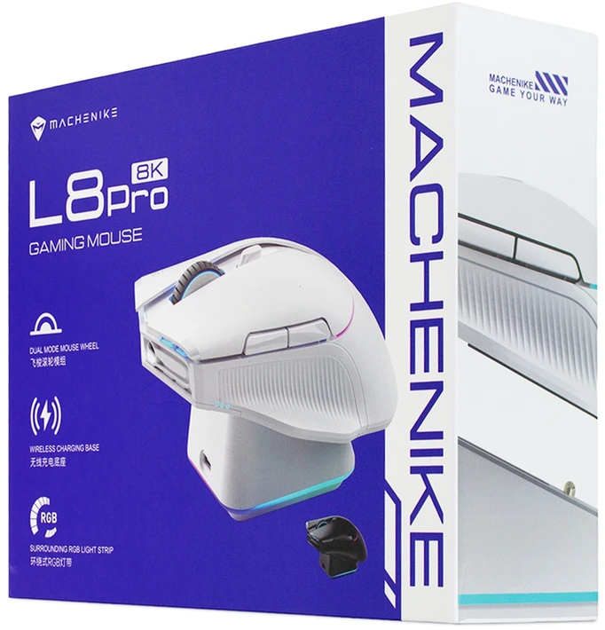 Machenike L8 Pro Belaidė pelė žaidimams with Charging Station - Juodas
