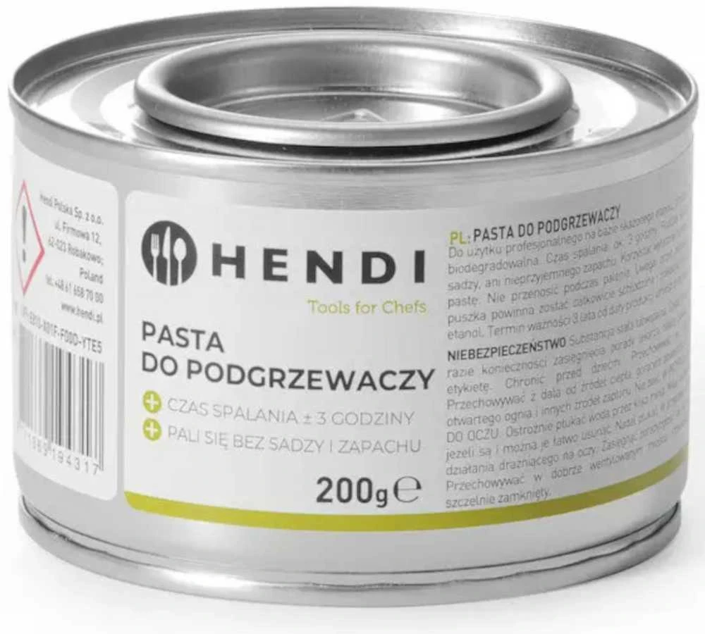 Maisto šildytuvų pasta - etanolio skardinė 48 x 200g - Hendi 194546