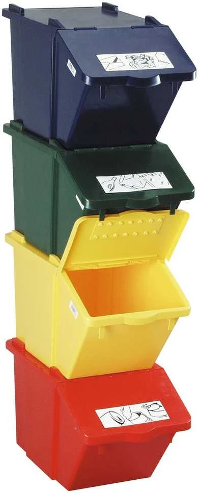 MEVA Dviaukštis atliekų rūšiavimo konteineris - raudonas, 45L