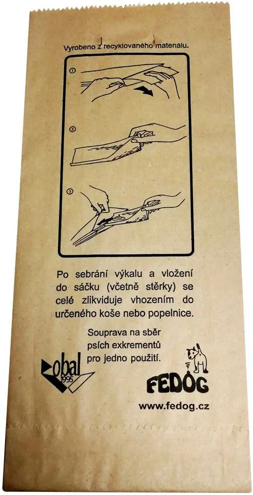 MEVA Popieriniai maišeliai su kartoniniu kaušeliu šunų ekskrementams FEDOG CZ 25 vnt.