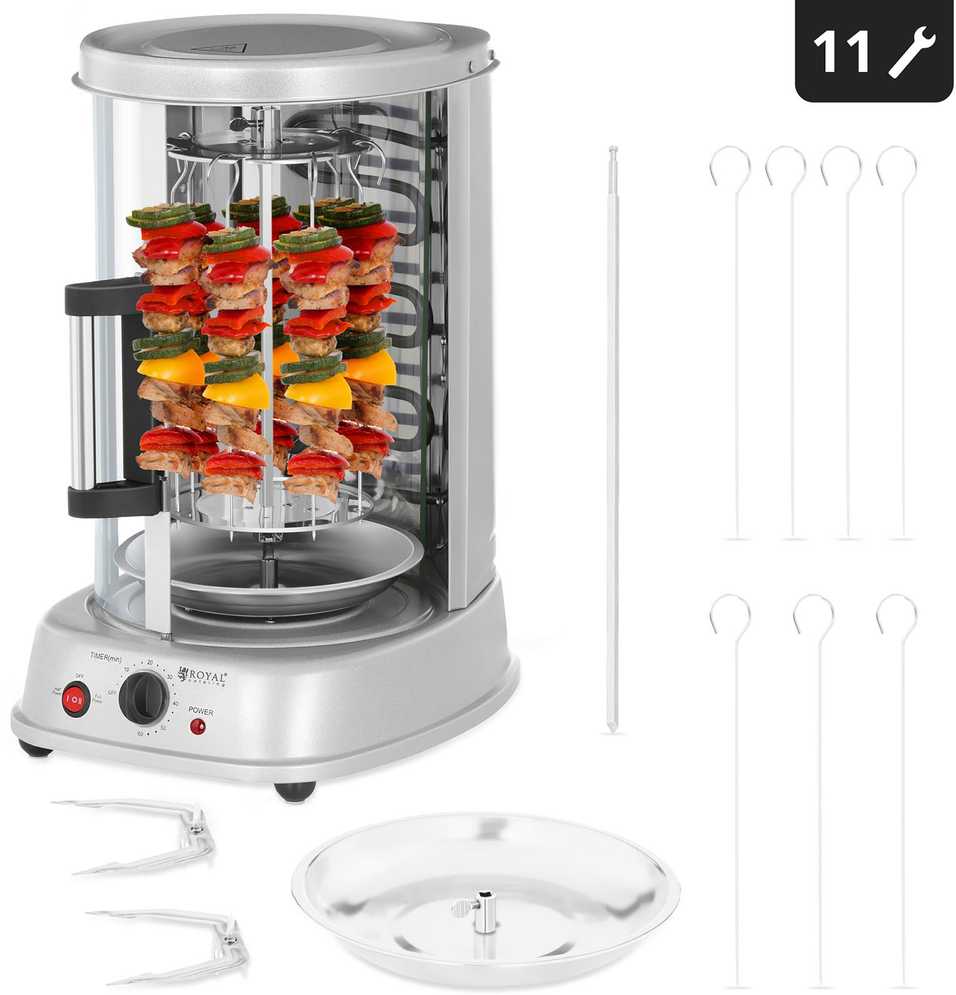 MINI skrudintuvo kepsninė kebabui, giroskopui, daržovėms, vertikali, 3in1, 1500W Royal Catering RCGV-1400