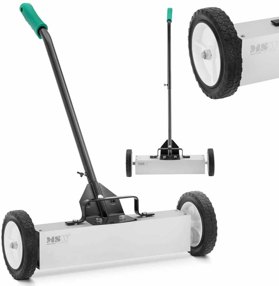 MSW Magnetinė šluota nagų drožlių rinkimui ant ratukų, plotis 45 cm