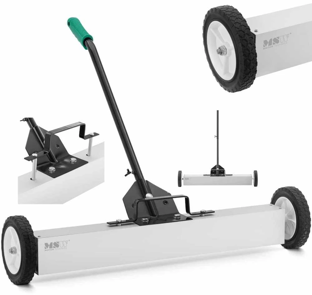 MSW Magnetinė šluota nagų drožlių rinkimui ant ratukų, plotis 75 cm