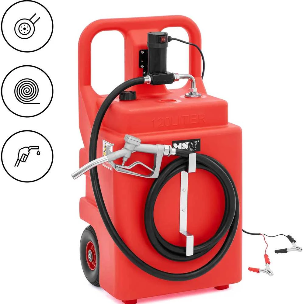MSW Nešiojamas kuro bakas su elektriniu siurbliu, užpildas ant ratų, 37 l/min, 120 l