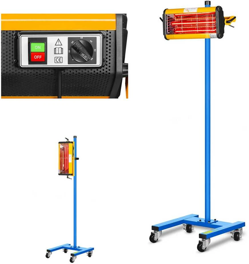 MSW Dažų infraraudonųjų spindulių šildytuvas dažams džiovinti ant stovo 1100W IR-DRYER1000