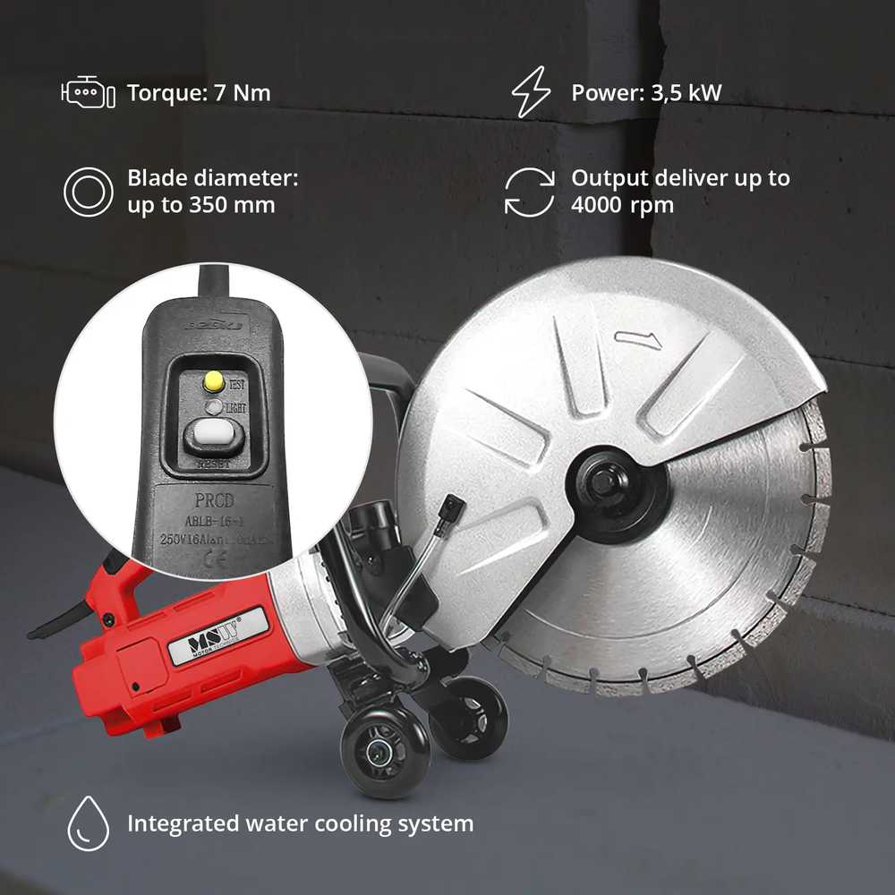 MSW Przecinarka pjūklas elektrinė do betonu asfaltu kamienia 120 mm 4000 obr./min 3500 W