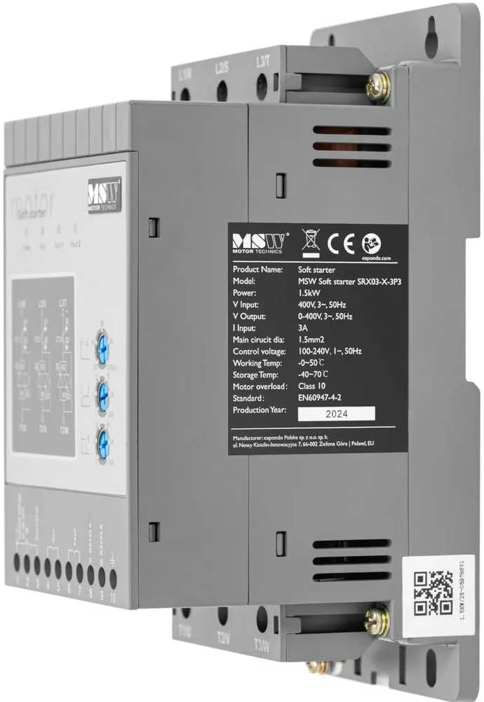 MSW Švelnus starteris švelniam variklių paleidimui 3 A 1,5 kW 400 / 100–240 V