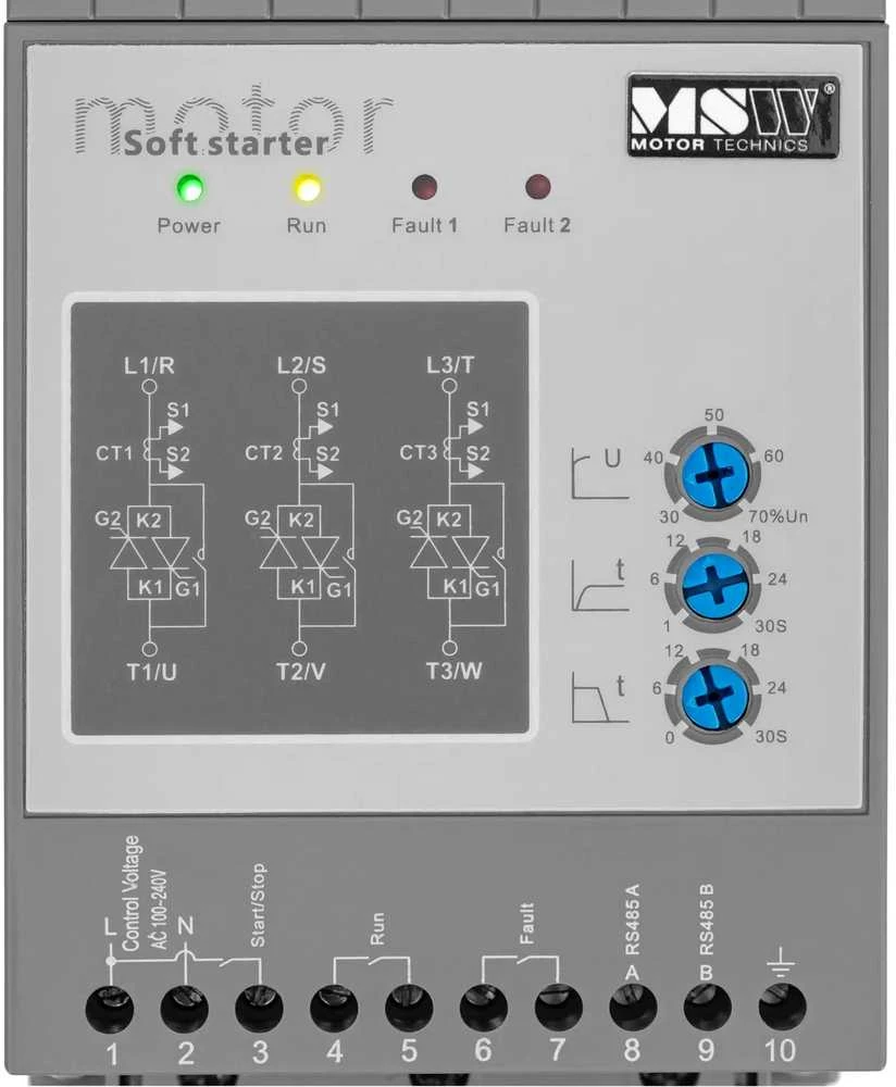 MSW Švelnus starteris švelniam variklių paleidimui 3 A 1,5 kW 400 / 100–240 V