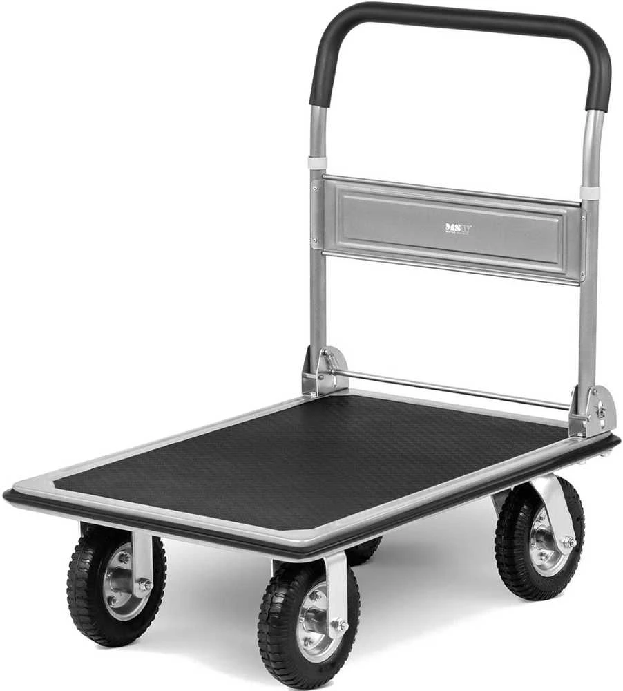 MSW Rankinis sulankstomas sandėlio platforminis vežimėlis, 1 šonas, iki 300 kg, 80 x 60 cm